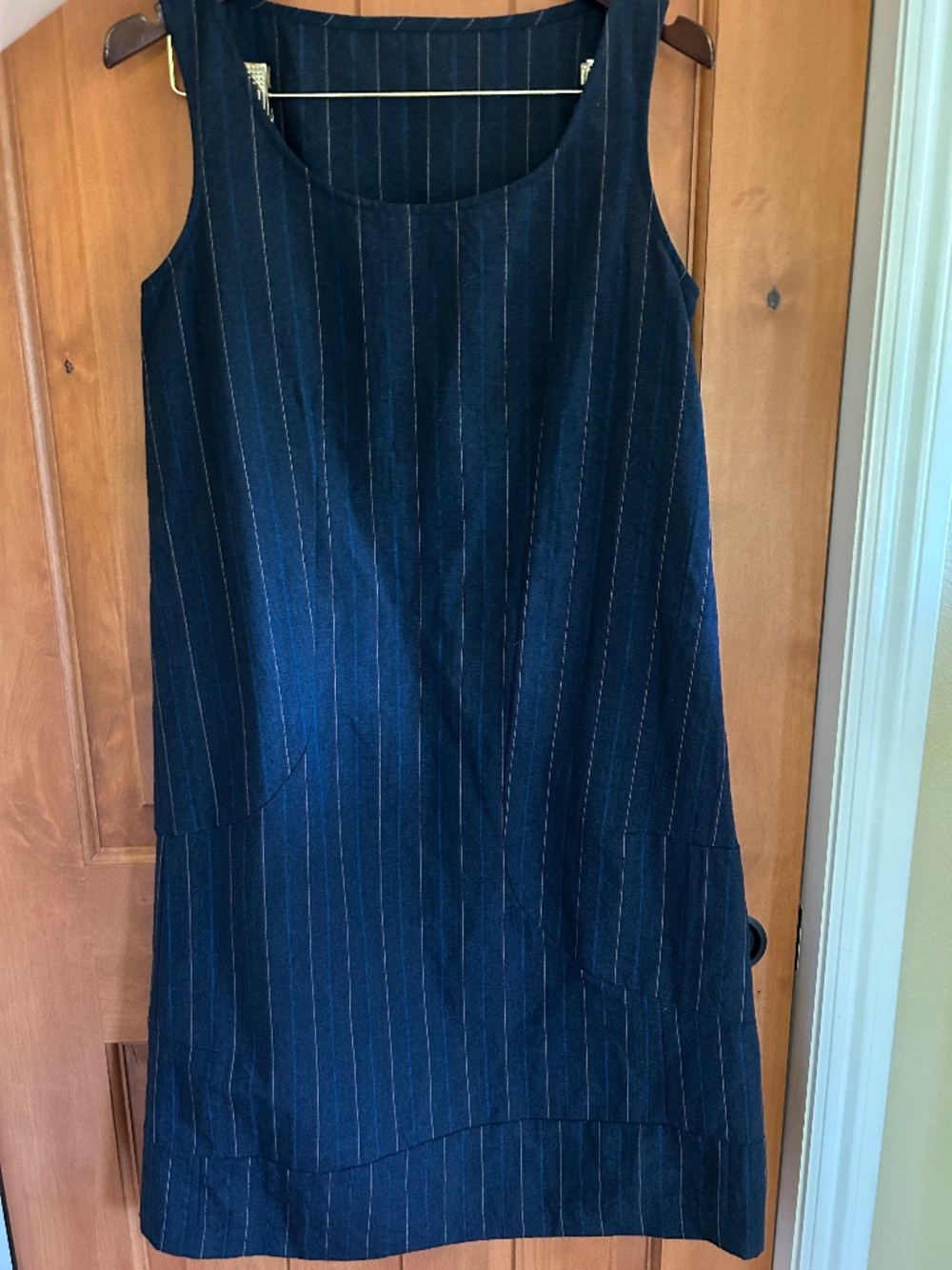 Comme des Garçons Navy Pinstripe Wool Dress — Size S — Made in Japan — Lightly W